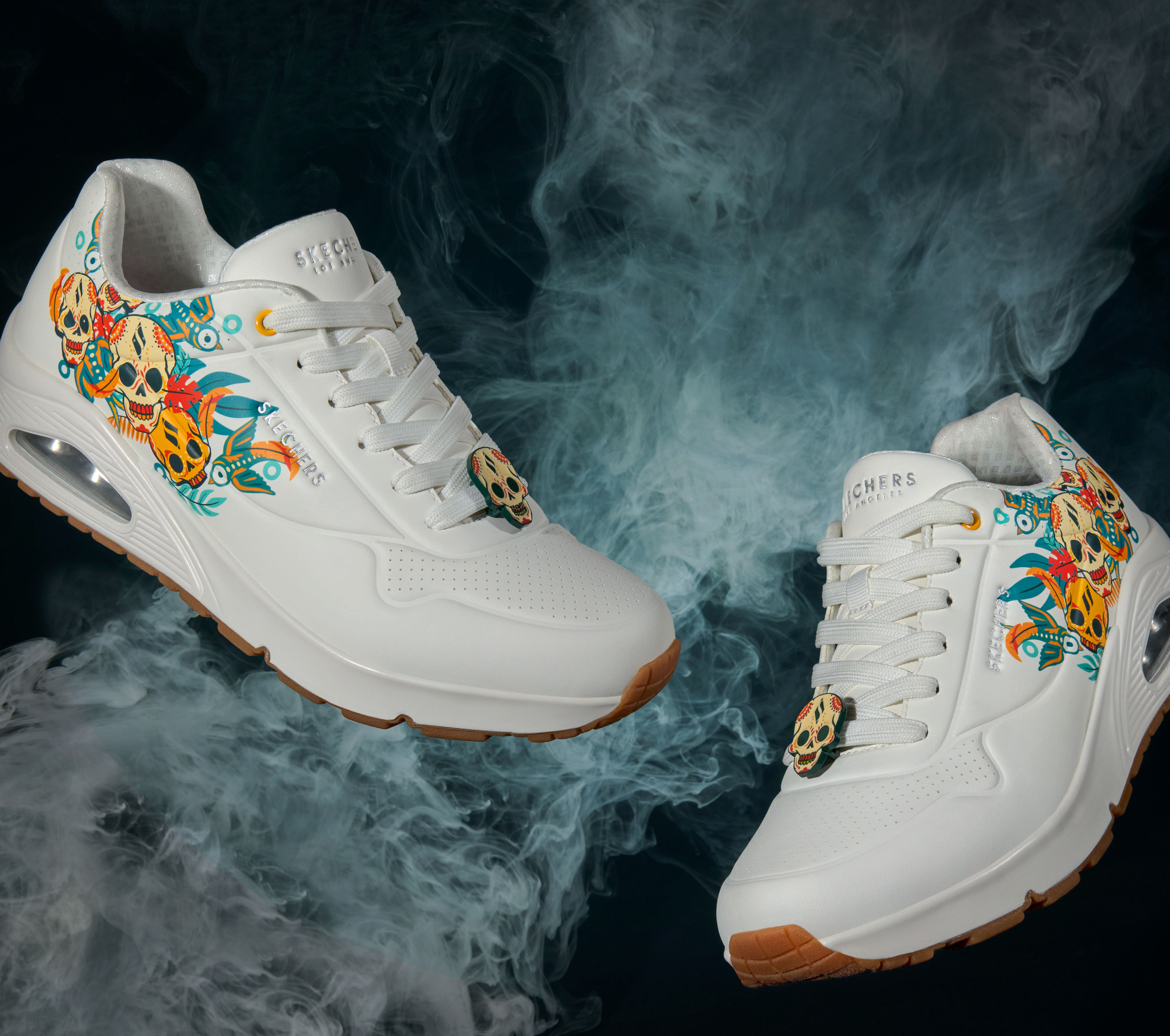 white shoes with skulls